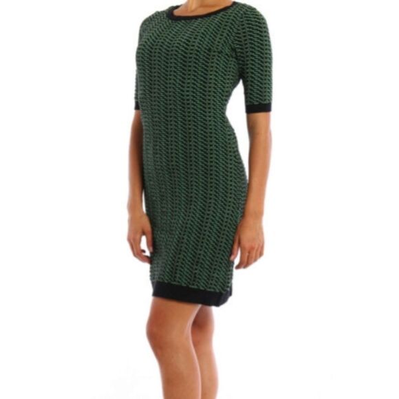 M Missoni Jacquard Jersey Mini Sheath Dress  Green Black Size EU 40 or 4 - Picture 1 of 8